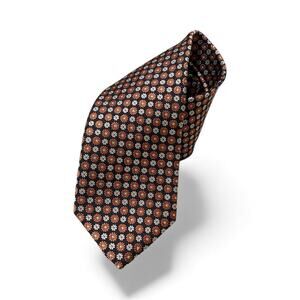 Silk Neck Tie Brooks Brothers Blue Orange White Floral Woven In England USA Made